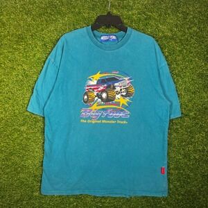 Vintage Bigfoot The Original Monster Truck Graphic T-Shirt Teal Mens XL